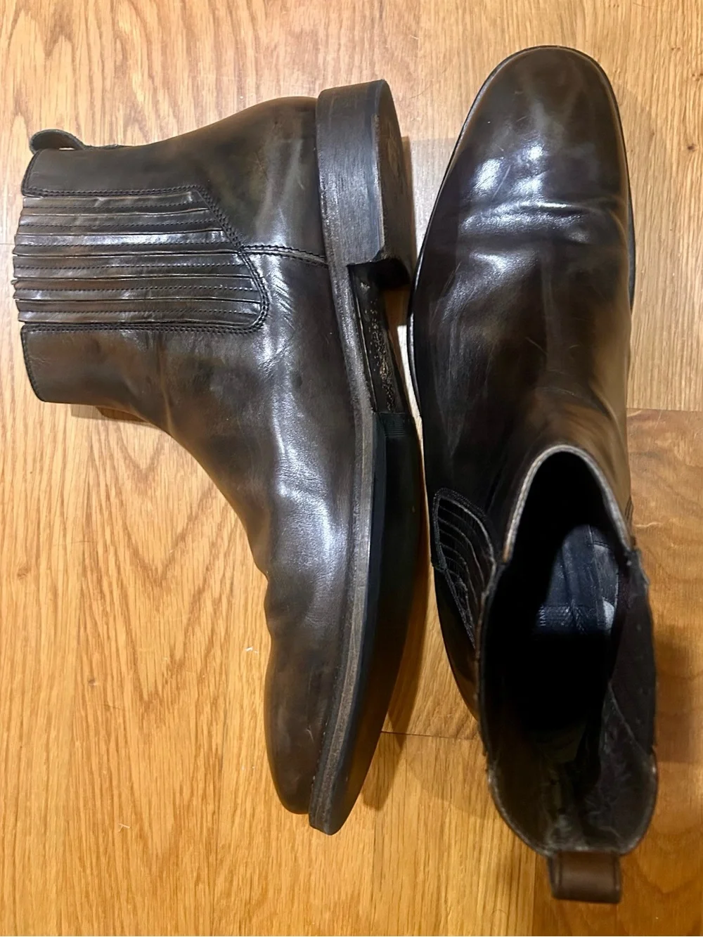 John Varvatos Black Leather Chelsea Boots with Stitched Welt